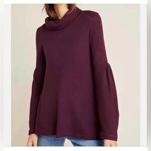 Anthropologie Saturday Sunday Maroon Rachel Turtleneck Tunic Sweater Size S